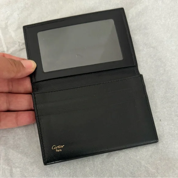 Cartier Pasha de Cartier Card Holder Card Case Black Leather Wallet AUTHENTIC - Picture 9 of 10